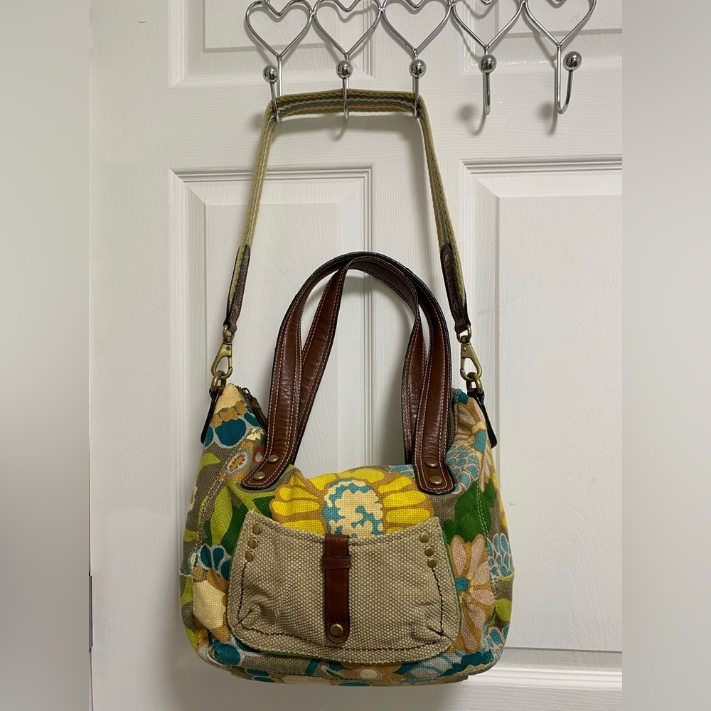 Fossil Vintage Floral  Canvas Tote Bag with Brown Accents - Picture 5 of 7